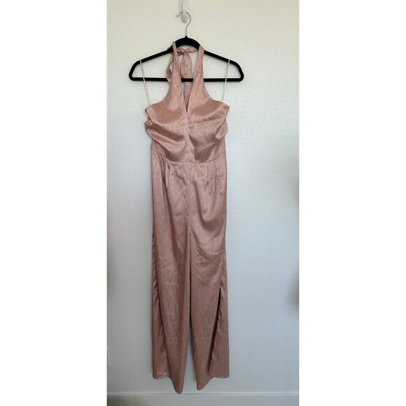 Free People Du Paradis Blush Halter Jumpsuit - S - Picture 1 of 4